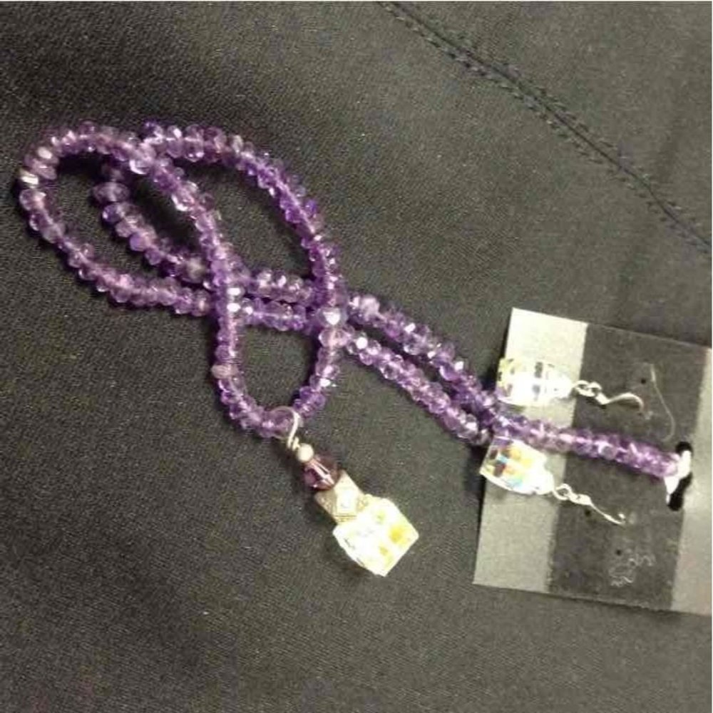 Swarovski Crystal/Amethyst Necklace/Earring Set